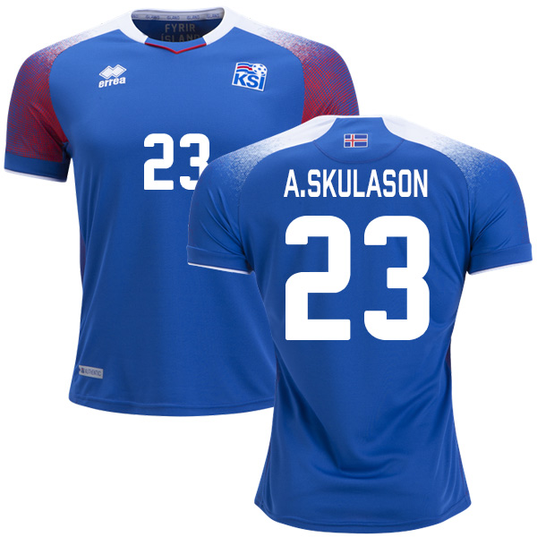 Iceland #23 A.Skulason Home Soccer Country Jersey